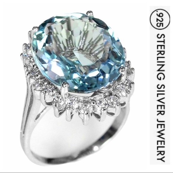 Jewelry - Brand New! Sterling Silver Blue Stone Ring Size 8